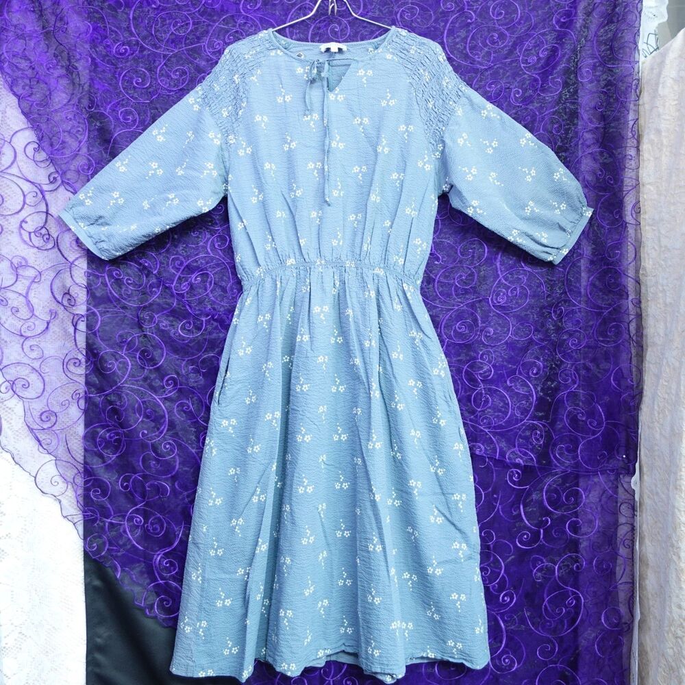 Sweet Salt Womens Sz 10 Seersucker Cotton Peasant Cottage Dress Dainty Floral